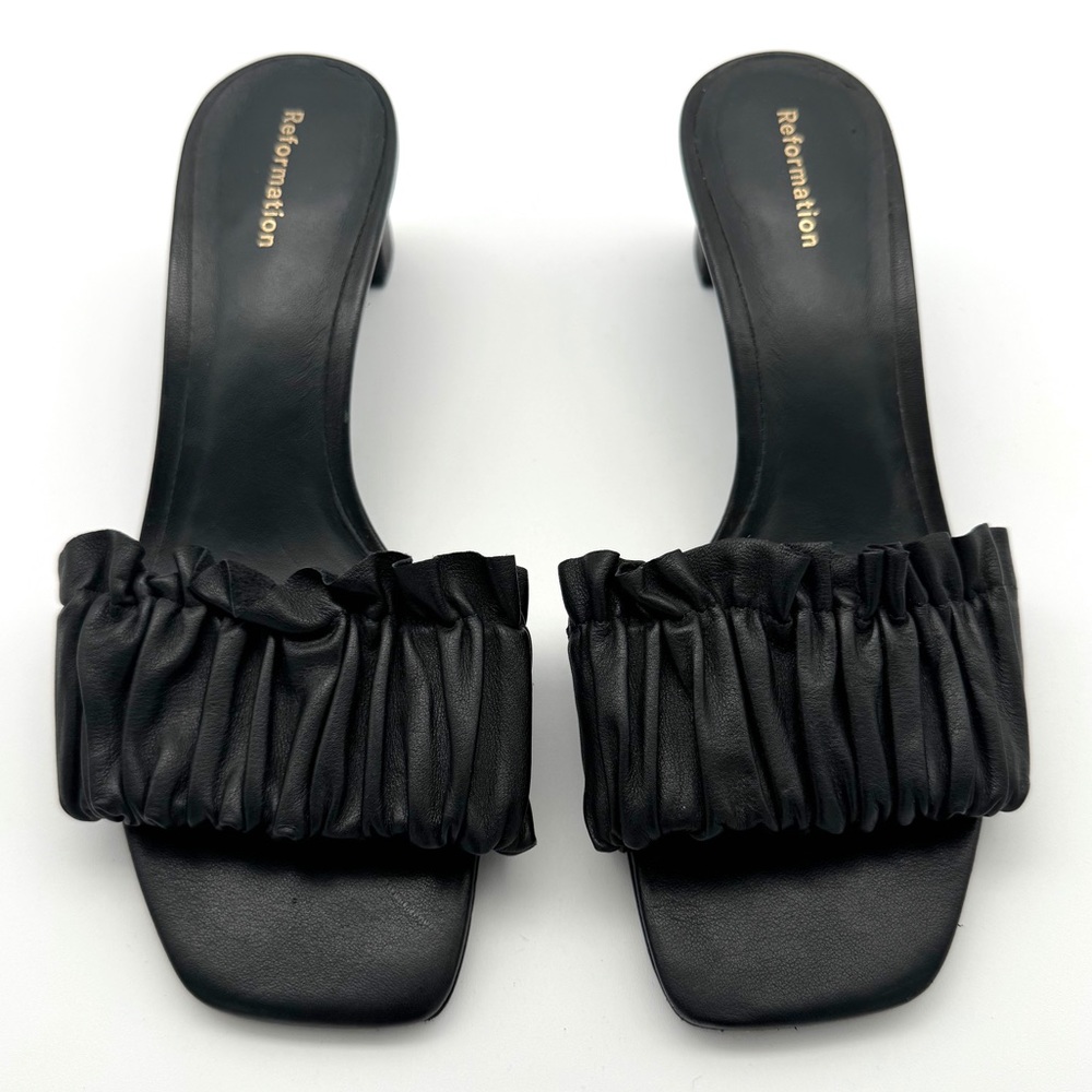 Reformation Black Ruffled Mules - Picture 9 of 10